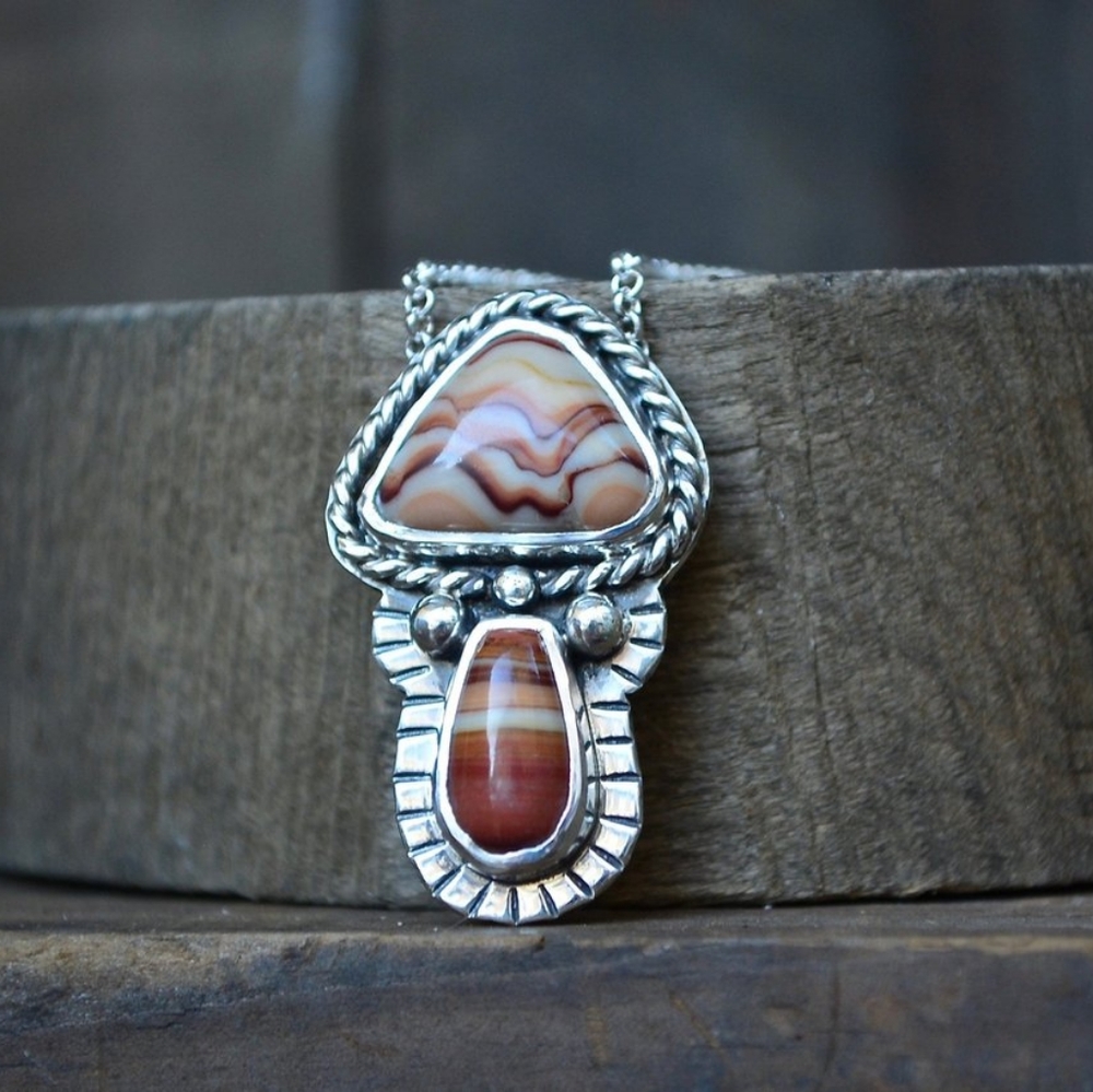Mushroom necklace handmade sterling silver